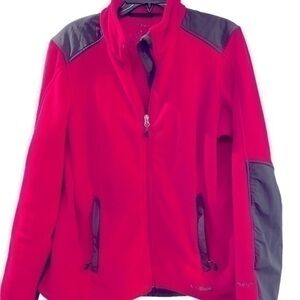 L.L Bean Pink and Grey Polar tech Fleece Zip-Up Hiking  Jacket in size Med